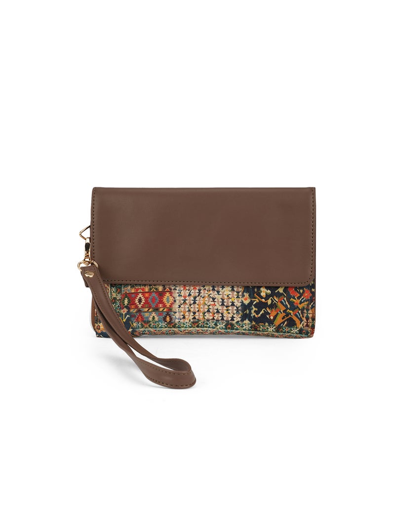 Globus Women Multi Green Ethnic Motifs Printed Envelope Wallet With Wrist Strap - Image 1